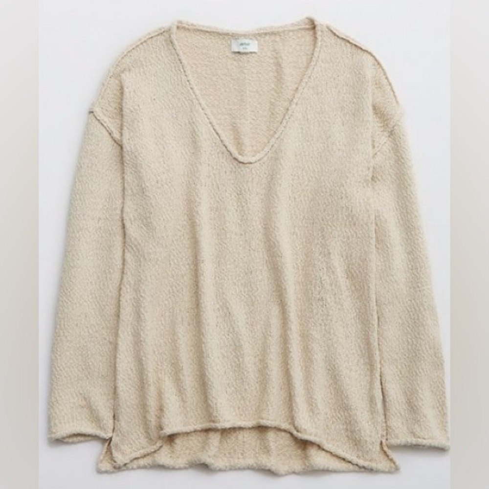 Aerie Oversized Voop Sweater in Tan